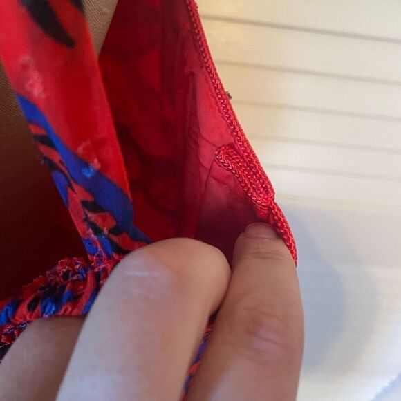 ALEXIS for TARGET | red & blue lightweight v neck maxi tropical leaf tie summer - Picture 12 of 15